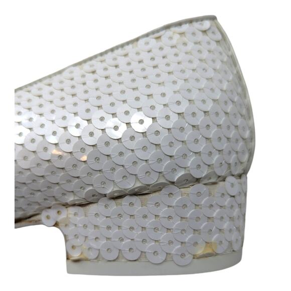 19C Chanel Mary Jane flats ballet pumps interlocking CC logo white sequin 37 - Picture 8 of 16